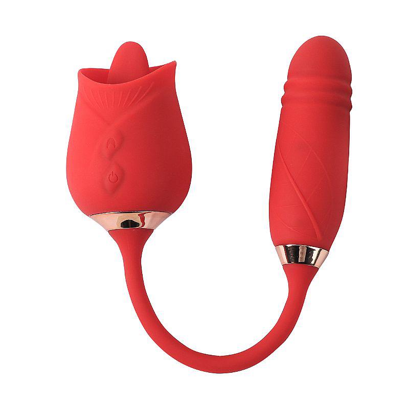 Flowery Plus SI - Vibrador Vai e Vem Rosa, Estimulador de Língua, 10 Modos, À Prova D’água