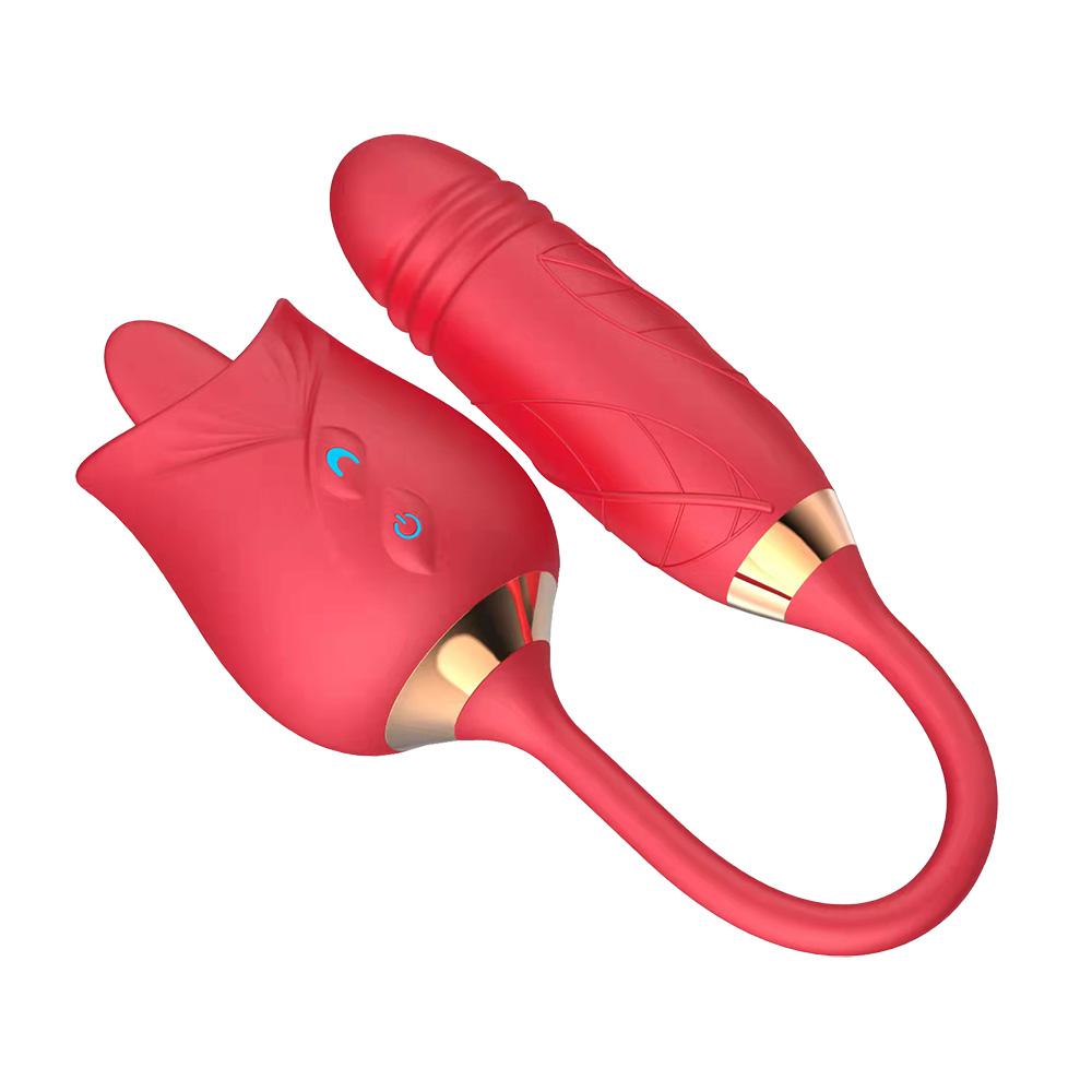 Vibrador Duplo Flexível com 10 movimentos de língua,10 modos de vibração e 10 modes de vai e vem