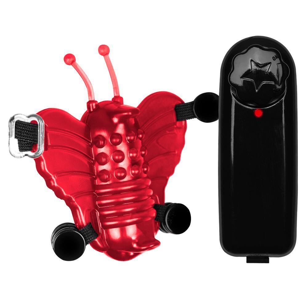 Estimulador Butterfly Vermelho - Massageador de Clitóris com Alças Ajustáveis e Multi-Velocidades