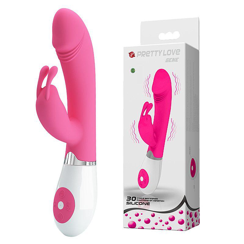 Vibrador Dupla Sedução Pretty Love Gene - 30 Vibrações Ponto G e Clitóris com Estimulador Coelho