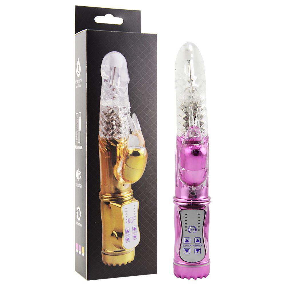Vibrador Rotativo Roxo Rabbit 36 Vibrações Usb 22 X 3,5cm Gtoys