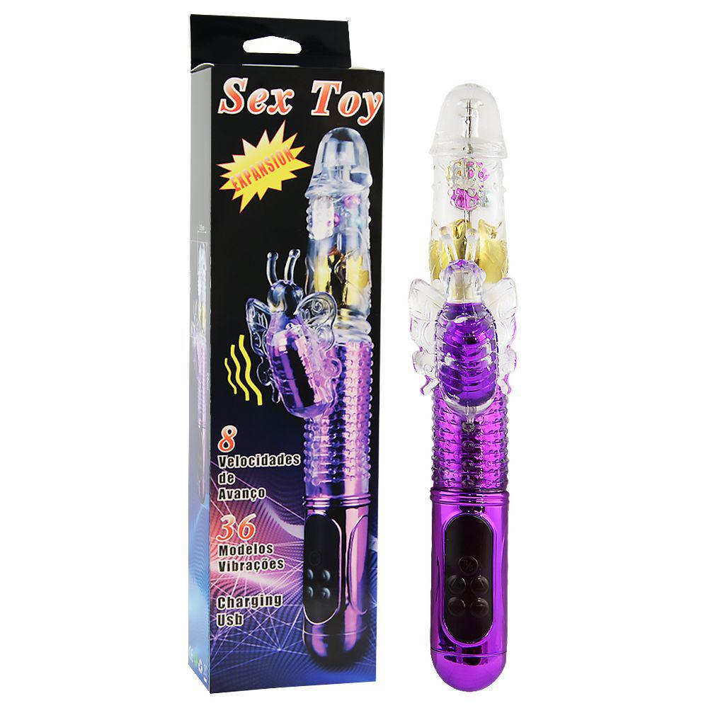 Vibrador Sex Toy Recarregável Vai E Vem Roxo Sexy Import