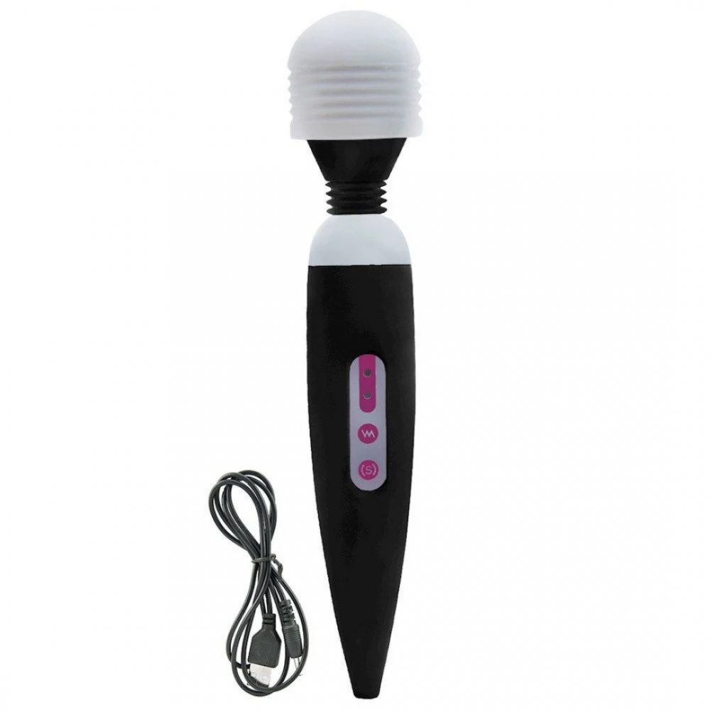 Vibrador Varinha Mágica 25 X 4cm Carregável Cor Preto Gtoys