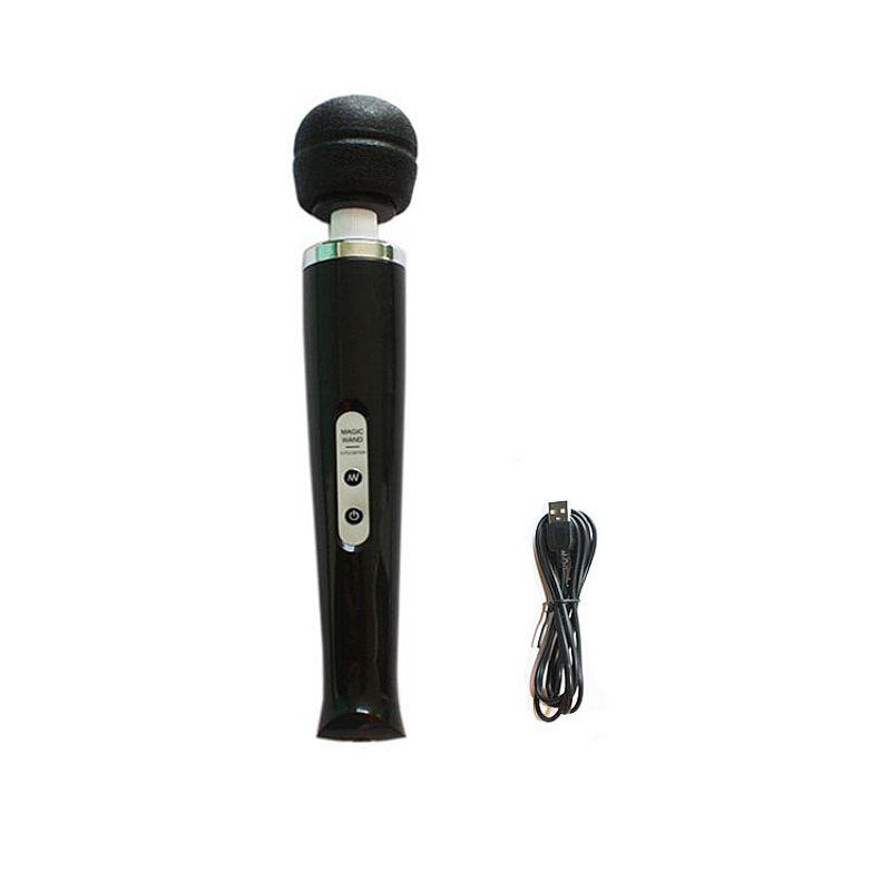 Vibrador Varinha Mágica Cor Preto Com 10 vibrações Recarrégavel USB