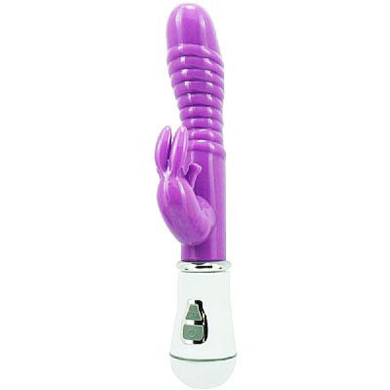Vibrador Jelly Duplo Motor Roxo 16 cm - Massageador Ponto G com 10 Vibrações e Ondulações