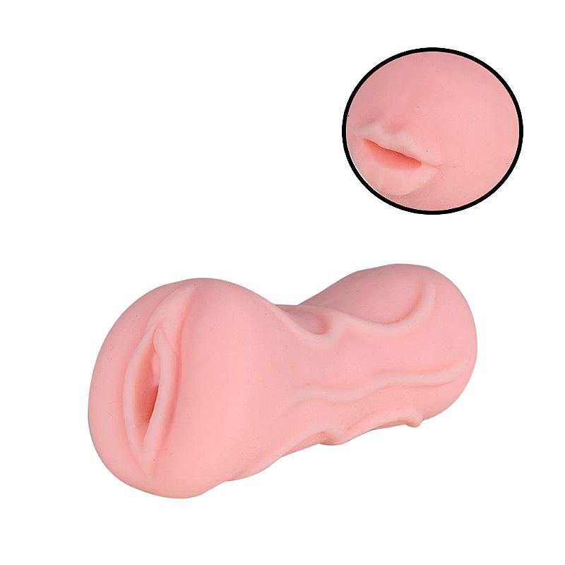 Masturbador masculino cyberskin formato boca e vagina 18cm TPR macio