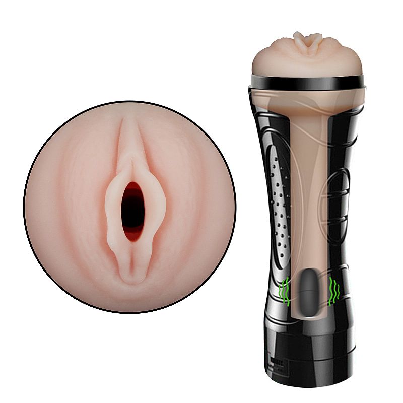 Masturbador vagina cyberskin com vibrador formato lanterna 25 cm TPR
