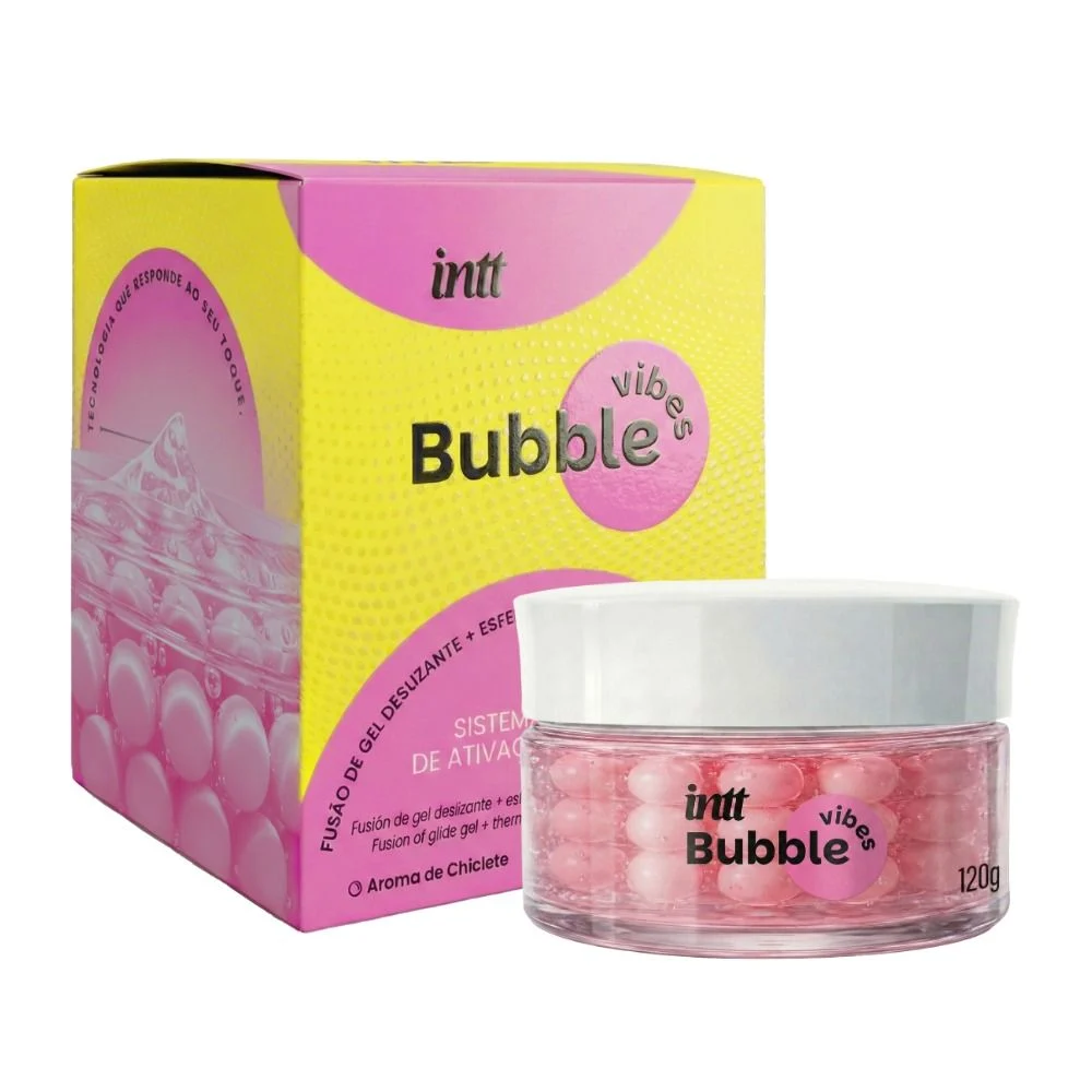 Gel com esferas excitantes Bubble Vibes 3 em 1 aroma chiclete 120g INTT