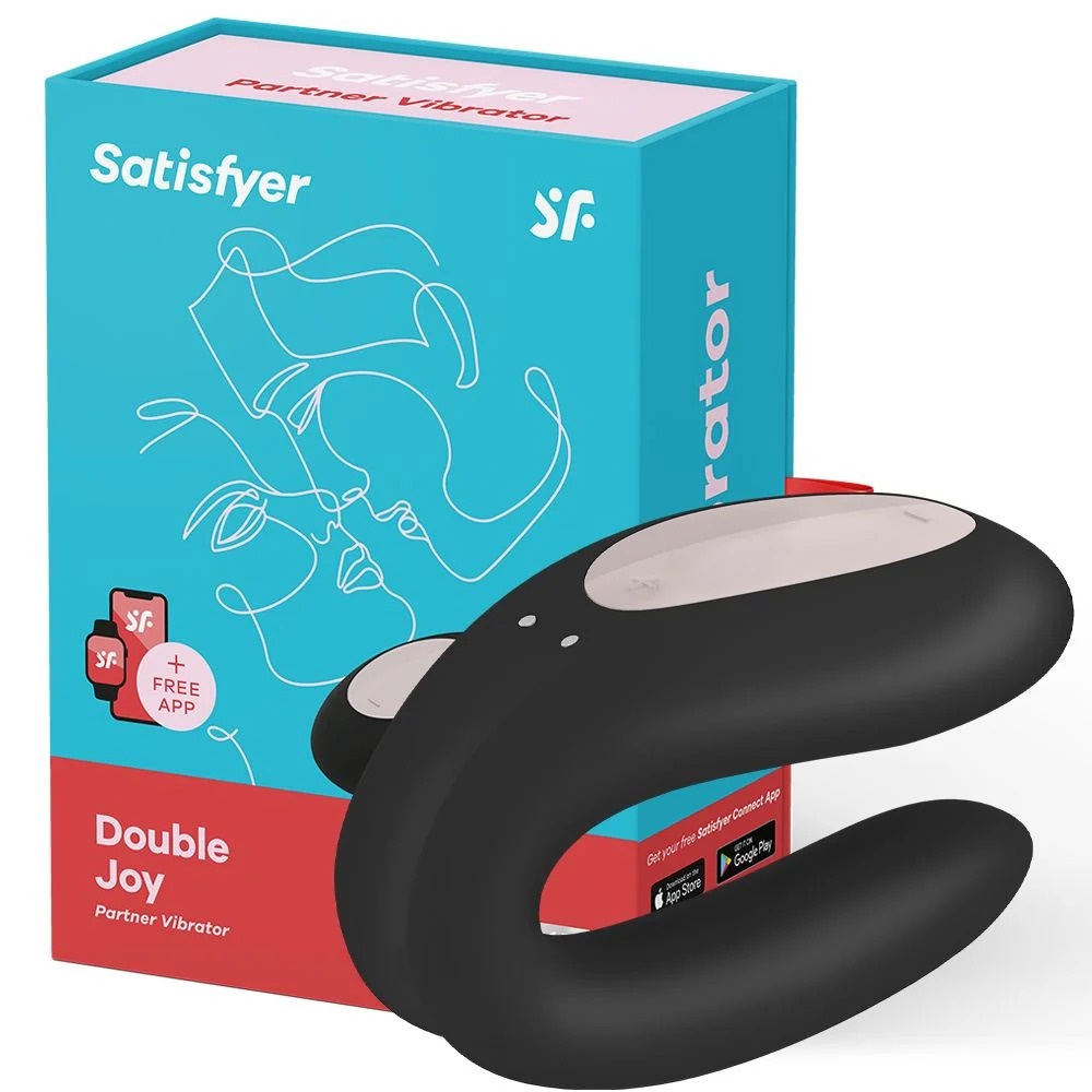 Vibrador de Casal Satisfyer Double Joy Preto com APP