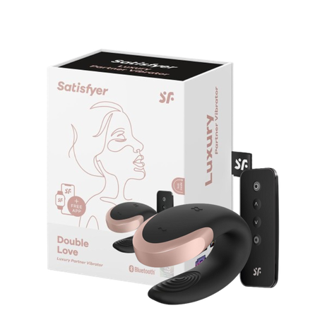 Vibrador de casal Satisfyer Double Love Black com controle via app