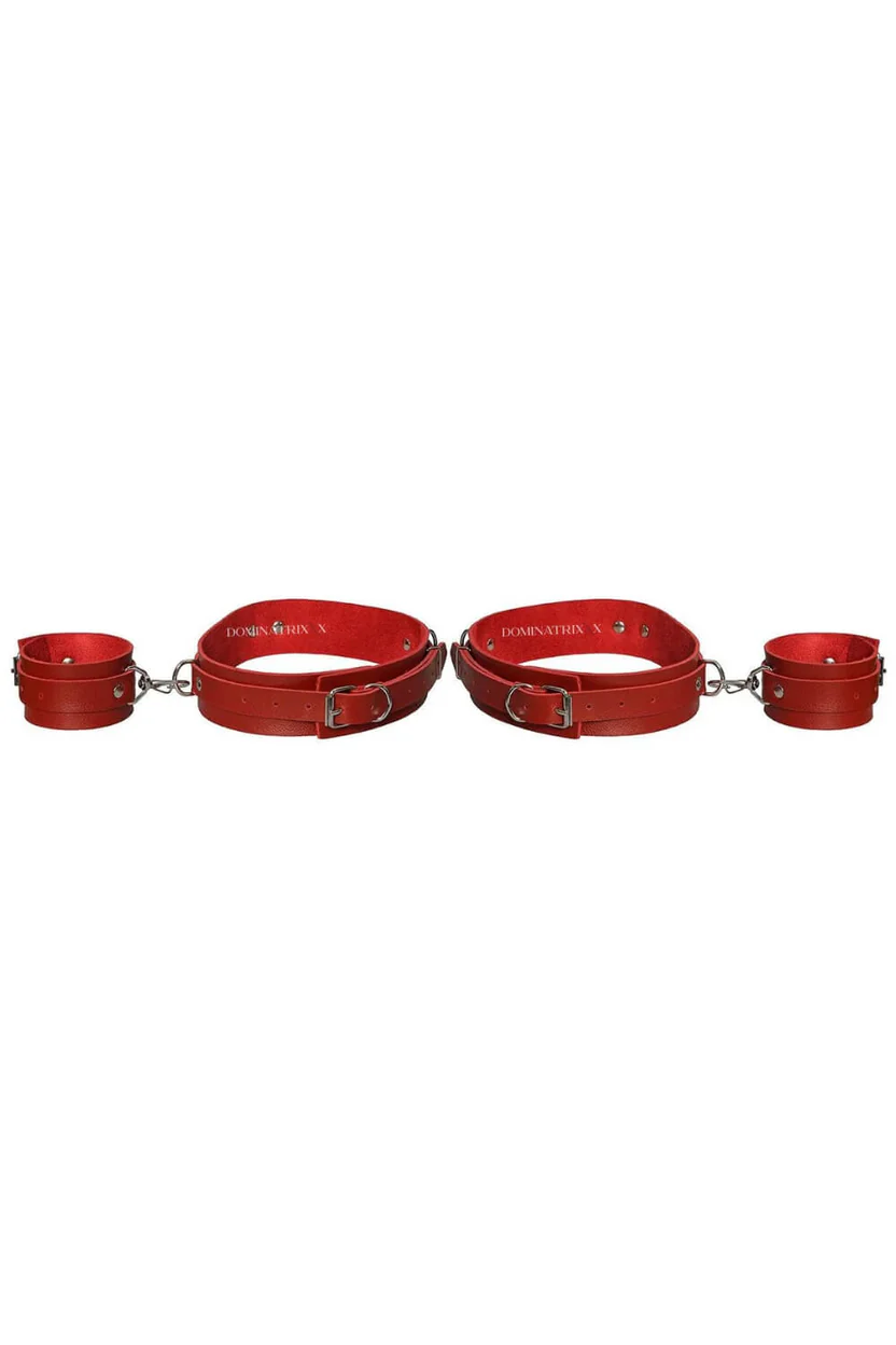Kit Restrição Coxas e Pulsos Creta Vermelho Luxo - Dominatrixxx - Imagem 3