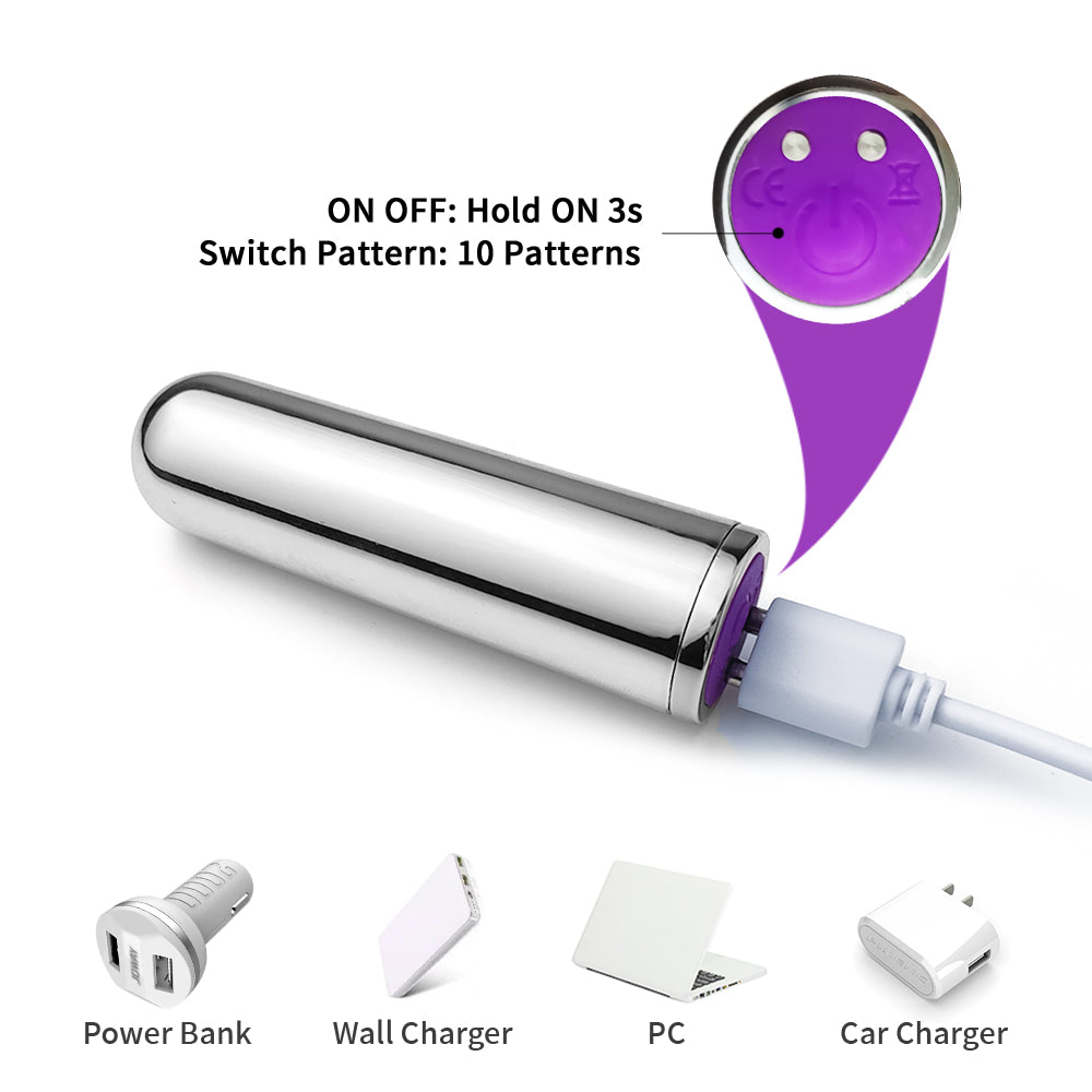 Cápsula Vibratória 9 Modos de Vibração Metalizada Recarregável USB - Imagem 4