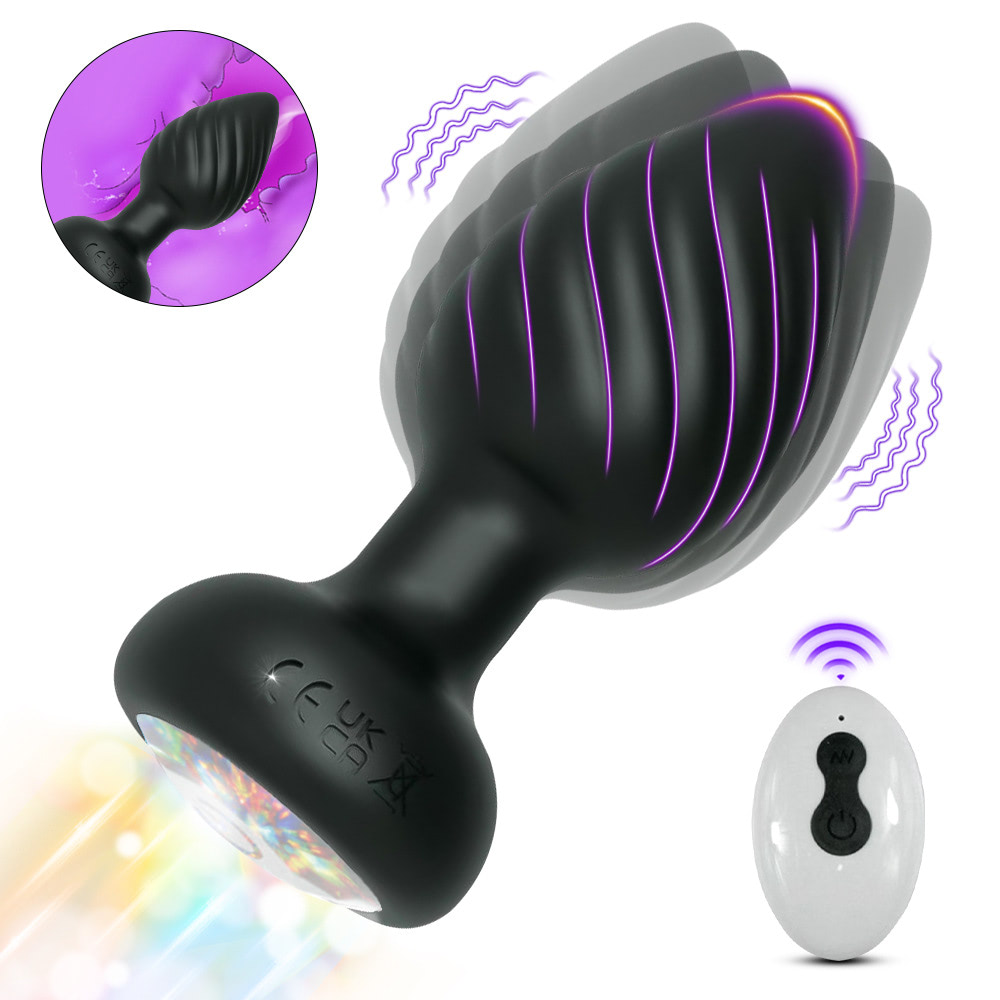 Plug anal vibratório silicone 10 modos luz LED controle remoto YOUVIBE