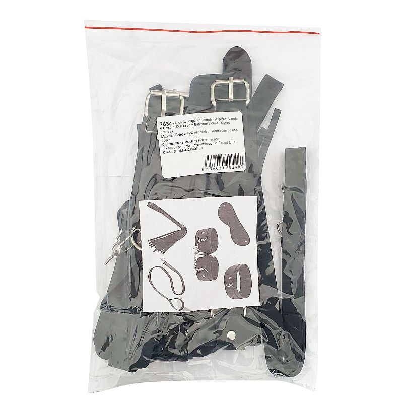 Kit Bondage Completo com Punhos, Venda e Coleira - Imagem 3